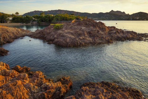 Cap du Dramont, sunrise, Massif de l'Esterel, Esterel Mountains, Département Var, Région