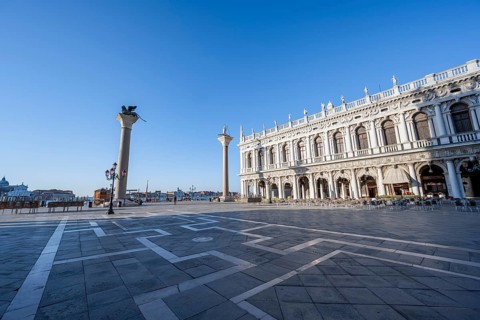Piazetta San Marco in the morning light, Colonna di San Marco and Colonna di San Todaro, St Mark's