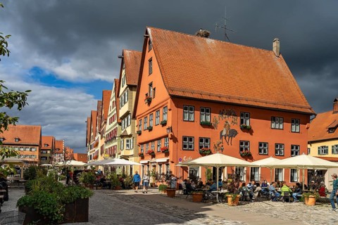 Cafe am Münster in Dinkelsbühl, Middle Franconia, Bavaria, Germany
