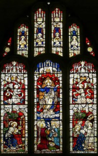 Stained glass east wwindow of Ascension, Clayton and Bell 1876, church of Saint Mary the Virgin,