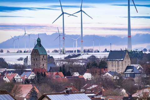 The town of Lichtenau, self-proclaimed energy town, wind farm, over 190 wind turbines and over 1200