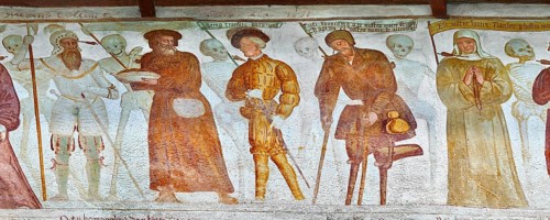 The Church of San Vigilio in Pinzolo and its fresco paintings “Dance of Death” painted by Simone