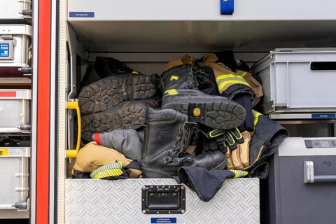 Fire engine, HLF, rescue fire fighting vehicle, fire engine with additional equipment for technical