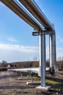Iqony district heating pipelines at the city port, crosses the Rhine-Herne Canal in Essen, North