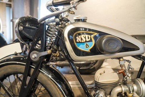 Logotype, of a NSU-D motorbike, 1933, PS.SPEICHER Museum, Einbeck, Lower Saxony, Germany