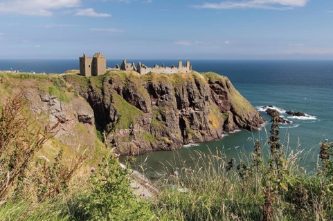 Dunnottar Castle is a ruined castle in Aberdeenshire, Scotland, photographed in September, United