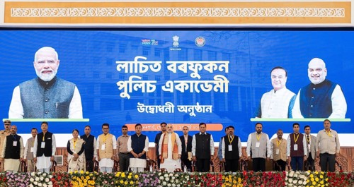 Indian Home Minister Amit Shah, Assam Chief Minister Himanta Biswa Sarma, Union Cabinet Minister of