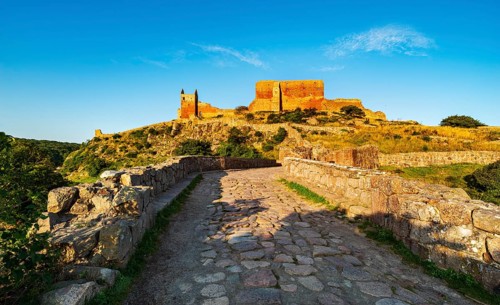 Hammershus castle ruins in the morning light, Allinge-Sandvig, Bornholm, Denmark