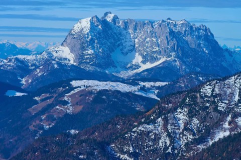 Majestic mountain with snow-covered massif in the background, Steinplatte, Wilderkaiser, Kaiser