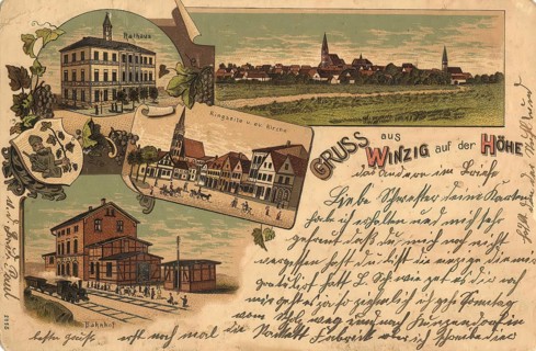 Historical postcard, picture postcard, Winzig auf der Höhe, Silesia, formerly Germany, today