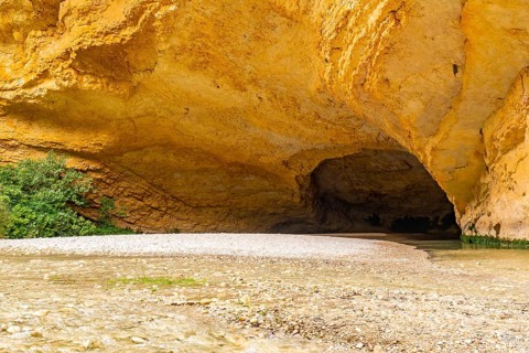Beautiful cave path of the Vero River walkways in Alquezar. Huesca Pyrenees