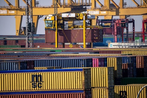 Container terminal in the seaport of Bremerhaven, Eurogate Container Terminal with almost 50
