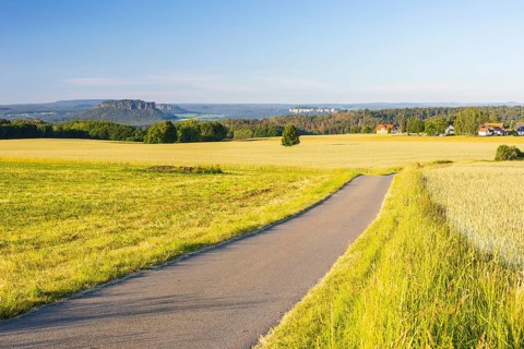 View from Rathewalde to Lilienstein and Königstein Fortress, Saxon Switzerland, Saxony, Germany