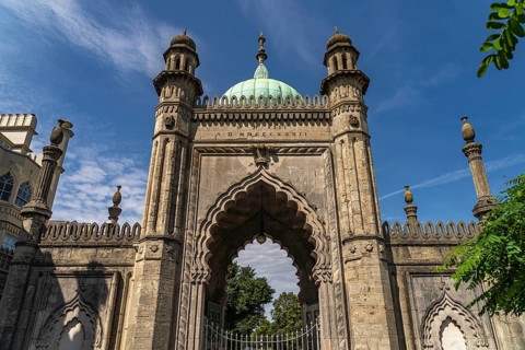 North entrance to the Royal Pavilion in the seaside resort of Brighton, England, Great Britain