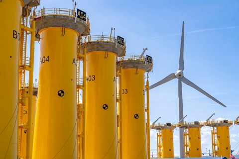 Transhipment centre for offshore wind turbines, which are transported here by the manufacturer and