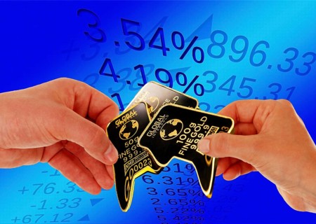 Symbolic image, gold as an investment, soft currency, security, risk, stock market, securities,