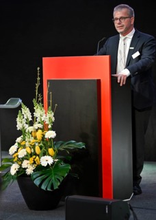 President Andreas Felchle WLSB, Württembergischer Landessportbund e.V. at the lectern, SpOrt, Haus
