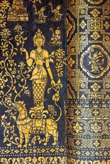 Close-up of ornate wall, Wat Xieng Thong, Luang Prabang, Laos