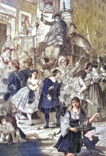 The Carnival in Rome, 1869, Italy, Historical, digitally restored reproduction of a 19th century