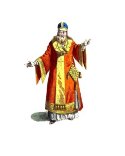 Historical clothing, fashion over time, clothing style of the Archbishop of Russia, around 1750,