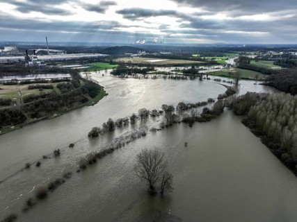 Marl-Haltern am See, North Rhine-Westphalia, Germany, Flooding on the Lippe, river in the Ruhr