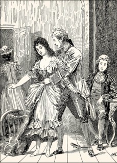 Serlo, Philine and Wilhelm, scene from the novel Wilhelm Meister's Apprenticeship, Wilhelm Meisters