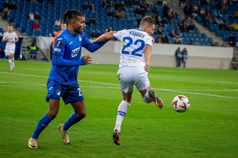 Football UEFA Europa League, 2024/25 season, matchday 2: TSG Hoffenheim v Dynamo Kiev. On the ball: