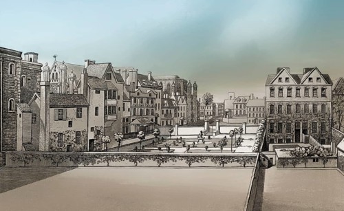 New Palace Yard seen from the Garden of Lindsay House, Westminster, London, England, 1807