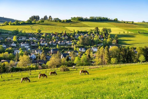 Sauerland landscape near Wemlighausen, district of Bad Berleburg, in the Siegen-Wittgenstein