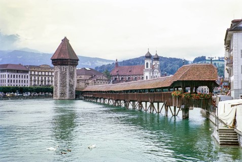 Chapel Bridge, Kapellbrucke, Lucerne, Switzerland, Europe, 1963