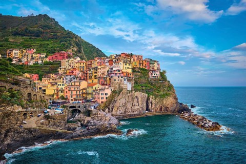 Manarola village popular european italian tourist destination in Cinque Terre National Park UNESCO