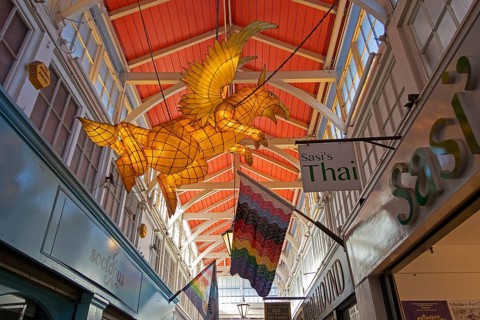 Interior shot, dragon, Covered Market, Oxford, England, Great Britain