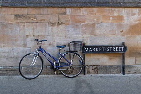 Bicycle, Wall, Market Street, Oxford, England, Great Britain