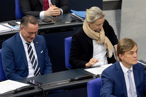 The AfD parliamentary group with Alice Weidel during a Bundestag debate on a government statement