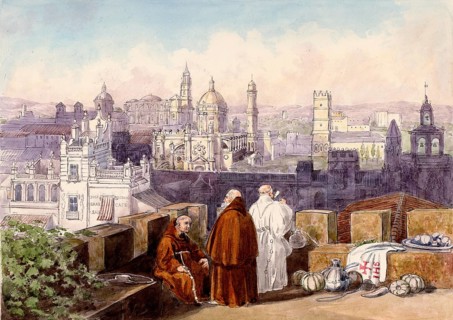 Jerez de la Frontera, Xeres, View from the city wall to the old town, Andalusia, Spain, digital