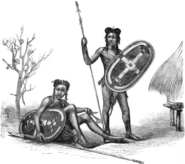 Azande or Zaude, called Niam-Niam in the 18th and 19th centuries, here two young warriors with