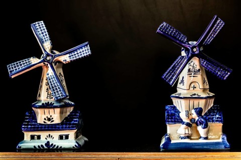 Windmills, CitizenM Hotel Delft Blue Porcelain Lobby, modern design hotel, Rotterdam, Netherlands