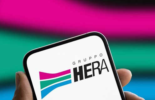 Gruppo hera log is displayed on smartphone. Hera spa is a multiutility company