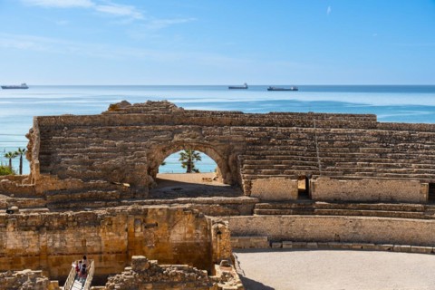 Ancient Roman amphitheatre, United Nations World Heritage Site in Tarragona, Spain