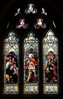 Stained glass window of the Ascension c 1870 probably Ward and Hughes, Boyton church, Suffolk,