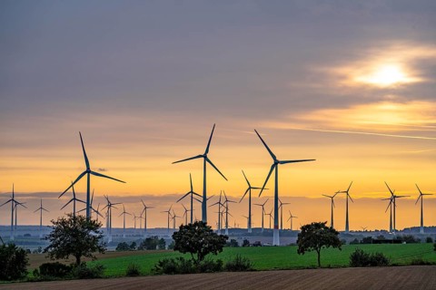 Wind farm, south of the village of Helmern, belongs to Bad Wünnenberg, Paderborn district, OWL,