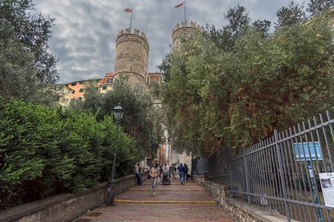 Porta Soprana city gate, 14th century, flats and dungeons in the 18th century and converted into