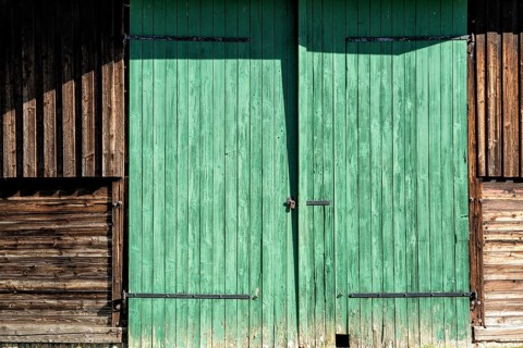 Old wooden barn door