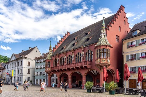 The historic department stores' on Münsterplatz, Freiburg im Breisgau, Black Forest,