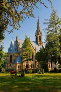 Unter den Linden cemetery, burial site, neo-Gothic St Catherine's Church, place of worship, sacred