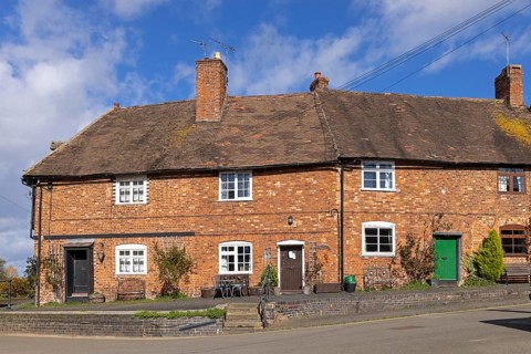 Houses, traditional brick townhouses, Tewkesbury, Gloucestershire, England, United Kingdom