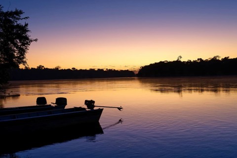 Sunrise over the Juruena river, Alta Floresta, Amazon, Brazil