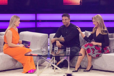 Beatrice Egli, Daniel Aminati and Patrice Aminati at the Beatrice Egli Show in Studio Berlin