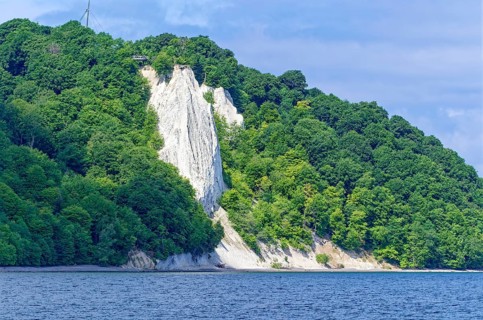 Chalk coast of the island of Rügen. The chalk rock is the Königsstuhl, a chalk rock formation in