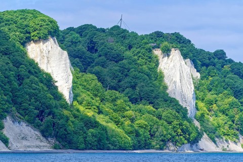 Chalk coast of the island of Rügen. The chalk rock on the right is the Königsstuhl, a chalk rock